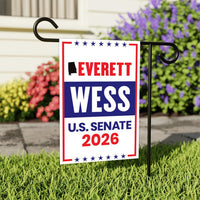 Everett Wess For Alabama Senate 2026 Garden Flag, Double Sided, 2026 Senate Flag, Elections Flag, Race Red White & Blue Flag