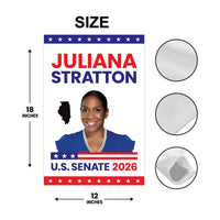 Juliana Stratton For Illinois Senate 2026 Garden Flag, Double Sided, 2026 Senate Flag, Elections Flag, Race Red White & Blue Flag