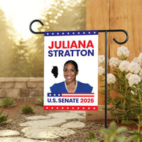 Juliana Stratton For Illinois Senate 2026 Garden Flag, Double Sided, 2026 Senate Flag, Elections Flag, Race Red White & Blue Flag