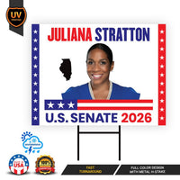 Juliana Stratton For Illinois Senate 2026 Yard Sign, Corrugated Plastic Senate Elections, Race Red White & Blue Yard Sign with Metal H-Stake