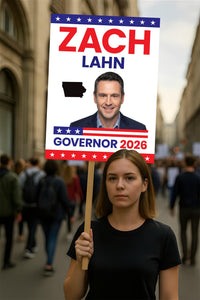 Zach Lahn For Iowa Governor 2026 Election Sign, Political Campaign Sign, Democratic party, Governor Election 2026 Race Poster Sign