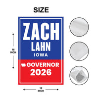 Zach Lahn For Iowa Governor 2026 Garden Flag, Double Sided, 2026 Governor Flag, Democratic party, Elections Flag, Race Red White & Blue Flag