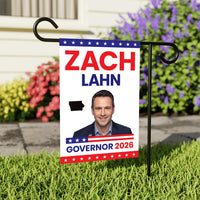 Zach Lahn For Iowa Governor 2026 Garden Flag, Double Sided, 2026 Governor Flag, Democratic party, Elections Flag, Race Red White & Blue Flag
