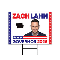 Zach Lahn For Iowa Governor 2026 Yard Sign, Corrugated Plastic Governor Elections Race Red White & Blue Yard Sign with Metal H-Stake