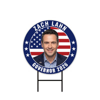 Zach Lahn For Iowa Governor 2026 Yard Sign, Corrugated Plastic Governor Elections Race Red White & Blue Yard Sign with Metal H-Stake