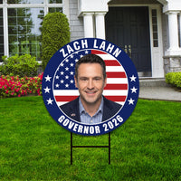 Zach Lahn For Iowa Governor 2026 Yard Sign, Corrugated Plastic Governor Elections Race Red White & Blue Yard Sign with Metal H-Stake