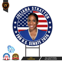 Juliana Stratton For Illinois Senate 2026 Yard Sign, Corrugated Plastic Senate Elections, Race Red White & Blue Yard Sign with Metal H-Stake