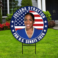 Juliana Stratton For Illinois Senate 2026 Yard Sign, Corrugated Plastic Senate Elections, Race Red White & Blue Yard Sign with Metal H-Stake