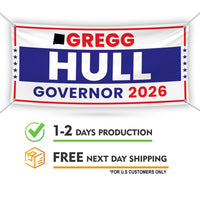 Gregg Hull For New Mexico U.S. Governor Banner Sign, 13 oz Waterproof US Governor Election 2026 Vinyl Banner With Metal Grommets