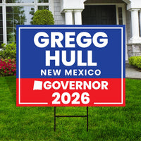 Gregg Hull For New Mexico Governor 2026 Yard Sign, Corrugated Plastic Governor Elections Race Red White & Blue Yard Sign with Metal H-Stake