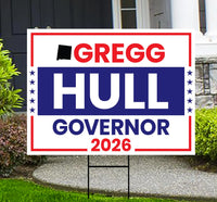 Gregg Hull For New Mexico Governor 2026 Yard Sign, Corrugated Plastic Governor Elections Race Red White & Blue Yard Sign with Metal H-Stake