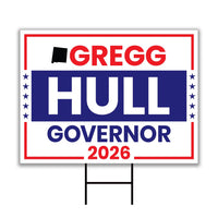 Gregg Hull For New Mexico Governor 2026 Yard Sign, Corrugated Plastic Governor Elections Race Red White & Blue Yard Sign with Metal H-Stake