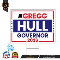 Gregg Hull For New Mexico Governor 2026 Yard Sign, Corrugated Plastic Governor Elections Race Red White & Blue Yard Sign with Metal H-Stake