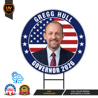 Gregg Hull For New Mexico Governor 2026 Yard Sign, Corrugated Plastic Governor Elections Race Red White & Blue Yard Sign with Metal H-Stake