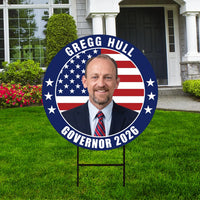 Gregg Hull For New Mexico Governor 2026 Yard Sign, Corrugated Plastic Governor Elections Race Red White & Blue Yard Sign with Metal H-Stake