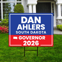 Dan Ahlers For South Dakota Governor 2026 Yard Sign, Corrugated Governor Elections Race Red White & Blue Yard Sign with Metal H-Stake