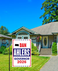 Dan Ahlers For South Dakota Governor 2026 Garden Flag, Double Sided, 2026 Governor Flag, Elections Flag, Race Red White & Blue Flag