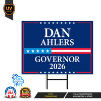 Dan Ahlers For South Dakota Governor 2026 Yard Sign, Corrugated Governor Elections Race Red White & Blue Yard Sign with Metal H-Stake