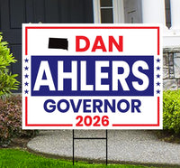 Dan Ahlers For South Dakota Governor 2026 Yard Sign, Corrugated Governor Elections Race Red White & Blue Yard Sign with Metal H-Stake
