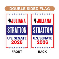 Juliana Stratton For Illinois Senate 2026 Garden Flag, Double Sided, 2026 Senate Flag, Elections Flag, Race Red White & Blue Flag