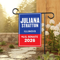 Juliana Stratton For Illinois Senate 2026 Garden Flag, Double Sided, 2026 Senate Flag, Elections Flag, Race Red White & Blue Flag