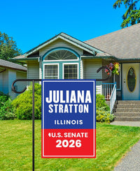 Juliana Stratton For Illinois Senate 2026 Garden Flag, Double Sided, 2026 Senate Flag, Elections Flag, Race Red White & Blue Flag