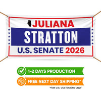 Juliana Stratton For Illinois U.S. Senate Banner Sign, 13 oz Waterproof US Senate Election 2026, Senate Vinyl Banner With Metal Grommets