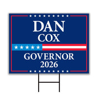 Dan Cox For Maryland Governor 2026 Yard Sign, Corrugated Plastic Governor Elections Race Red White & Blue Yard Sign with Metal H-Stake