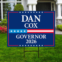 Dan Cox For Maryland Governor 2026 Yard Sign, Corrugated Plastic Governor Elections Race Red White & Blue Yard Sign with Metal H-Stake