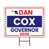 Dan Cox For Maryland Governor 2026 Yard Sign, Corrugated Plastic Governor Elections Race Red White & Blue Yard Sign with Metal H-Stake