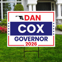 Dan Cox For Maryland Governor 2026 Yard Sign, Corrugated Plastic Governor Elections Race Red White & Blue Yard Sign with Metal H-Stake