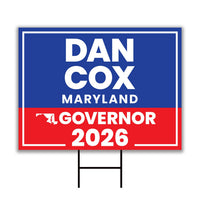 Dan Cox For Maryland Governor 2026 Yard Sign, Corrugated Plastic Governor Elections Race Red White & Blue Yard Sign with Metal H-Stake