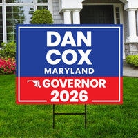 Dan Cox For Maryland Governor 2026 Yard Sign, Corrugated Plastic Governor Elections Race Red White & Blue Yard Sign with Metal H-Stake