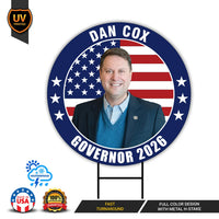 Dan Cox For Maryland Governor 2026 Yard Sign, Corrugated Plastic Governor Elections Race Red White & Blue Yard Sign with Metal H-Stake