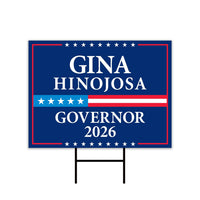 Gina Hinojosa For Texas Governor 2026 Yard Sign, Corrugated Plastic Governor Elections Race Red White & Blue Yard Sign with Metal H-Stake