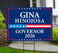 Gina Hinojosa For Texas Governor 2026 Yard Sign, Corrugated Plastic Governor Elections Race Red White & Blue Yard Sign with Metal H-Stake