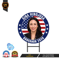 Gina Hinojosa For Texas Governor 2026 Yard Sign, Corrugated Plastic Governor Elections Race Red White & Blue Yard Sign with Metal H-Stake