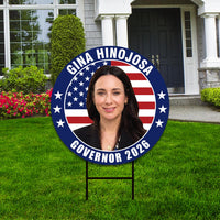 Gina Hinojosa For Texas Governor 2026 Yard Sign, Corrugated Plastic Governor Elections Race Red White & Blue Yard Sign with Metal H-Stake
