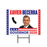 Xavier Becerra For California Governor 2026 Yard Sign, Corrugated Governor Elections Race Red White Blue Yard Sign with Metal H-Stake