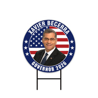 Xavier Becerra For California Governor 2026 Yard Sign, Corrugated Governor Elections Race Red White Blue Yard Sign with Metal H-Stake