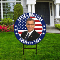 Xavier Becerra For California Governor 2026 Yard Sign, Corrugated Governor Elections Race Red White Blue Yard Sign with Metal H-Stake