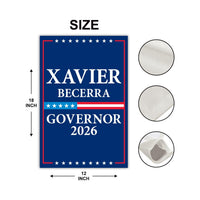 Xavier Becerra For California Governor 2026 Garden Flag, Double Sided, 2026 Governor Flag, Elections Flag, Race Red White & Blue Flag