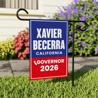 Xavier Becerra For California Governor 2026 Garden Flag, Double Sided, 2026 Governor Flag, Elections Flag, Race Red White & Blue Flag