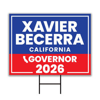 Xavier Becerra For California Governor 2026 Yard Sign, Corrugated Governor Elections Race Red White Blue Yard Sign with Metal H-Stake