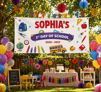 Custom First Day School Vinyl Banner Sign, Personalized Year Banner, Waterproof Party Backdrop, School Wall Banner, School Event Banner