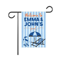 Personalized Pool Garden Flag, 12x18 Double Sided Yard Flag, Summer Porch Decor, Custom Couple Welcome Sign, Outdoor Housewarming Gift