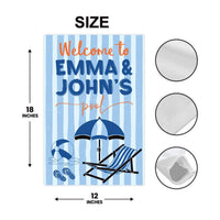 Personalized Pool Garden Flag, 12x18 Double Sided Yard Flag, Summer Porch Decor, Custom Couple Welcome Sign, Outdoor Housewarming Gift