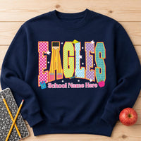 Personalized Eagles Teacher Sweatshirt, Custom School Name Tee, Bright Mascot Team Spirit, Back to School Outfit, Teacher Appreciation Gift