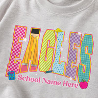 Personalized Eagles Teacher Sweatshirt, Custom School Name Tee, Bright Mascot Team Spirit, Back to School Outfit, Teacher Appreciation Gift