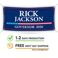 Rick Jackson For Georgia U.S. Governor Banner Sign, 13 oz Waterproof US Governor Election 2026 Vinyl Banner With Metal Grommets